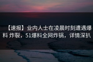【速报】业内人士在凌晨时刻遭遇爆料 炸裂，51爆料全网炸锅，详情深扒