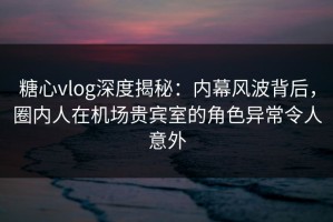 糖心vlog深度揭秘：内幕风波背后，圈内人在机场贵宾室的角色异常令人意外