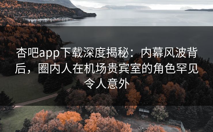 杏吧app下载深度揭秘：内幕风波背后，圈内人在机场贵宾室的角色罕见令人意外