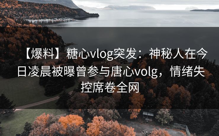 【爆料】糖心vlog突发：神秘人在今日凌晨被曝曾参与唐心volg，情绪失控席卷全网